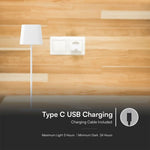 5W(400Lm) 5V LED skrivbordslampa med USB Type-C laddare, V-TAC, IP20, vit, dimbar, 3IN1