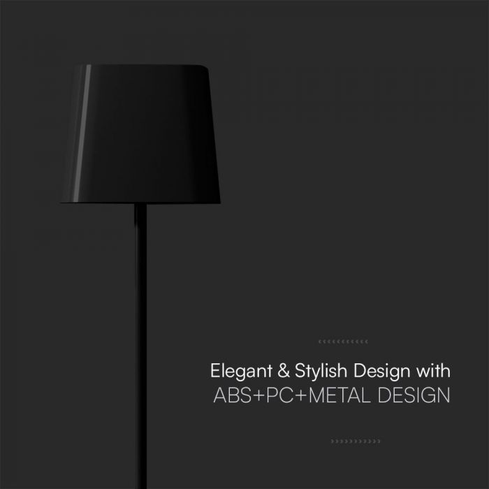 5W(400Lm) 5V LED desk lamp with USB Type-C charger, V-TAC, IP20, black, dimmable, 3IN1