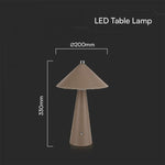 3W(240Lm) 5V LED galda lampa ar USB C tipa lādētāju, V-TAC, IP20, brūna, dimmējama, 3IN1