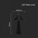 3W(240Lm) 5V LED galda lampa ar USB C tipa lādētāju, V-TAC, IP20, melna, dimmējama, 3IN1