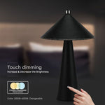 3W(240Lm) 5V LED galda lampa ar USB C tipa lādētāju, V-TAC, IP20, melna, dimmējama, 3IN1