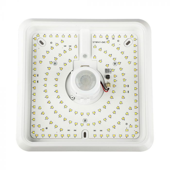 12W(1100Lm) LED plafons ar gaismas sensoru, V-TAC SAMSUNG, IP20, balts, 3IN1, 25x25cm