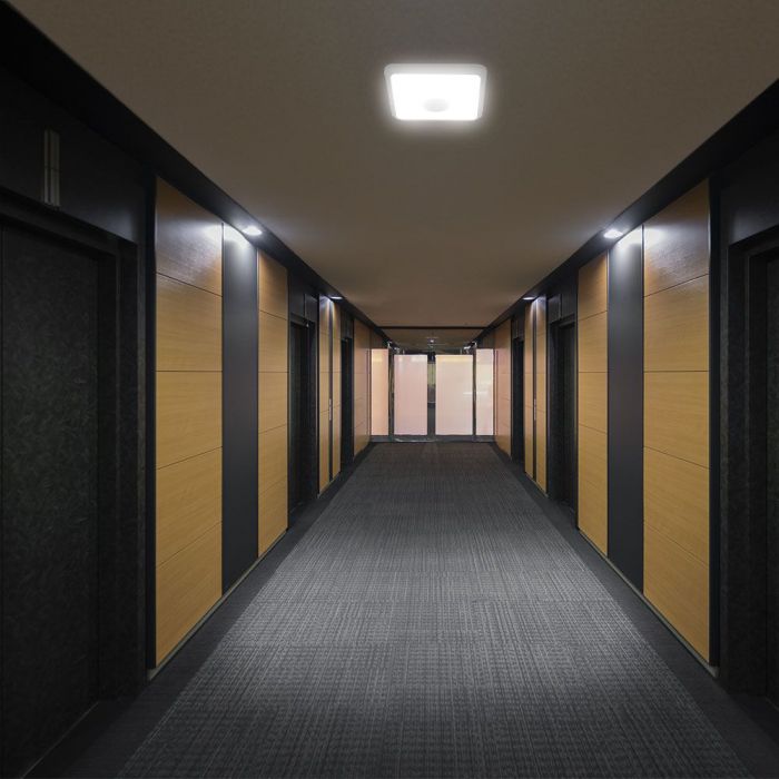 12W(1100Lm) LED plafons ar gaismas sensoru, V-TAC SAMSUNG, IP20, balts, 3IN1, 25x25cm
