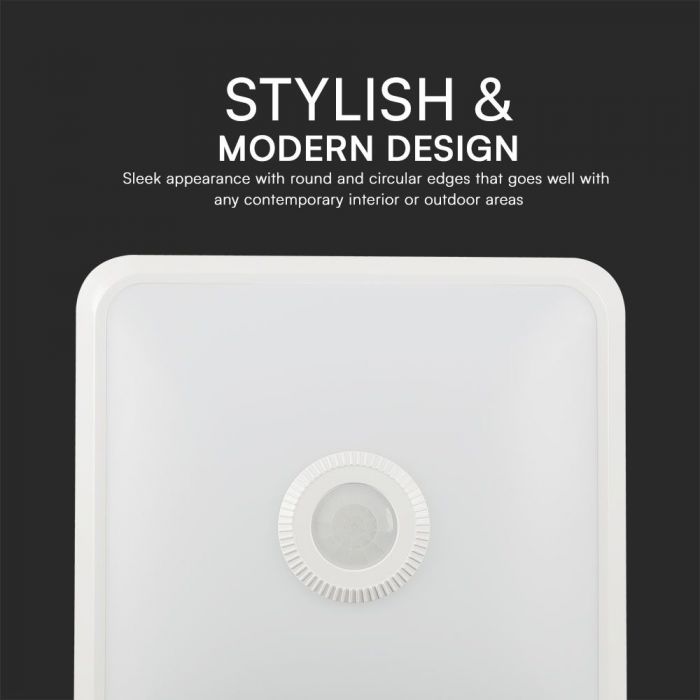 12W(1100Lm) LED plafons ar gaismas sensoru, V-TAC SAMSUNG, IP20, balts, 3IN1, 25x25cm