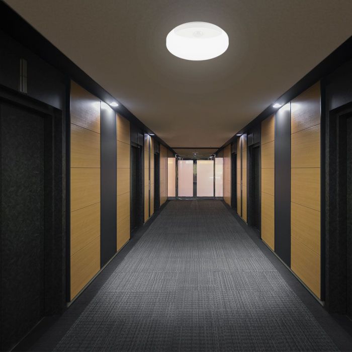 15W(1300Lm) LED-väggarmatur med PIR-sensor, V-TAC SAMSUNG, IP44, vit, 3IN1