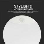 15W(1300Lm) LED-väggarmatur med PIR-sensor, V-TAC SAMSUNG, IP44, vit, 3IN1