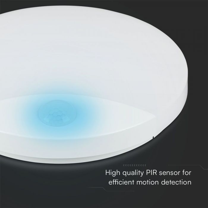 15W(1300Lm) LED-väggarmatur med PIR-sensor, V-TAC SAMSUNG, IP44, vit, 3IN1