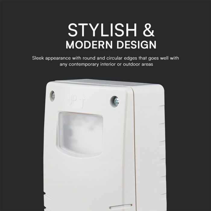 Dag/natt-sensor med tidsinställning V-TAC, IP65, vit