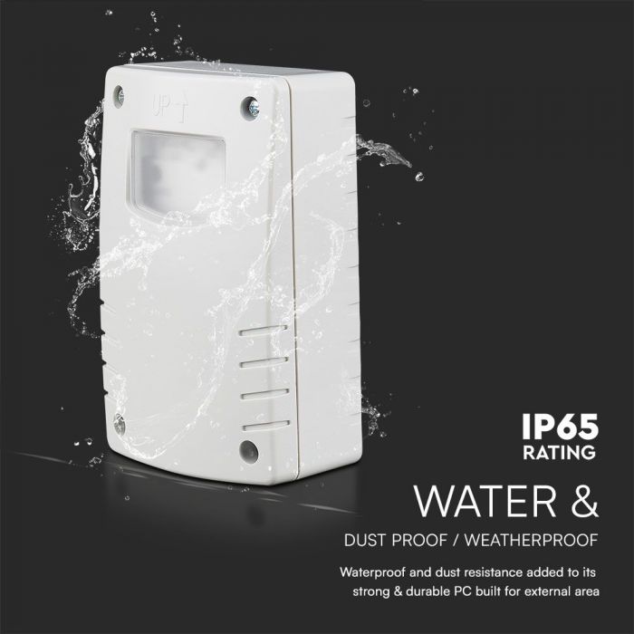 Dienas/Nakts sensors ar laika iestatījumu V-TAC, IP65, balts
