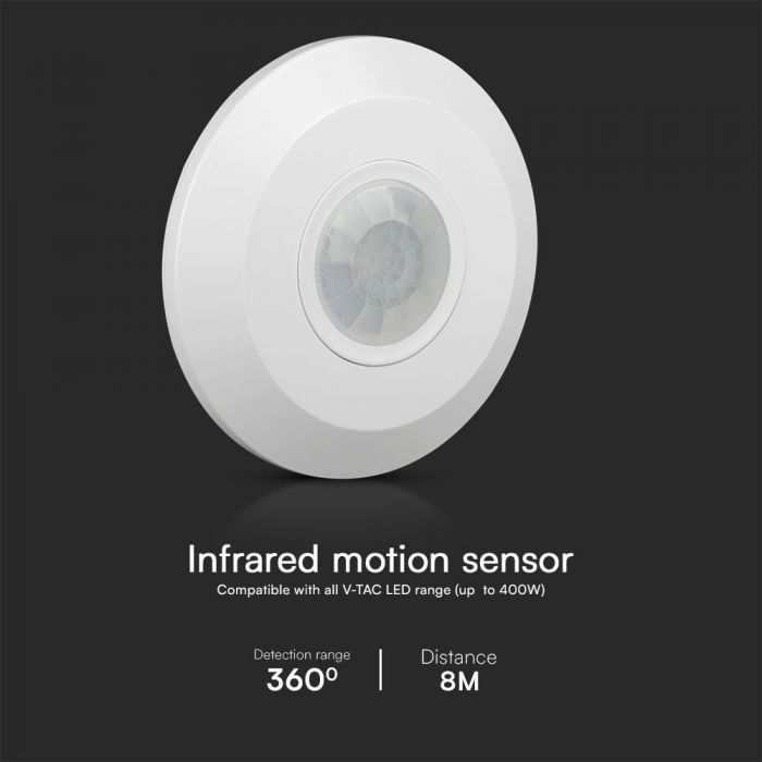 400W PIR sensors, IP20, balts