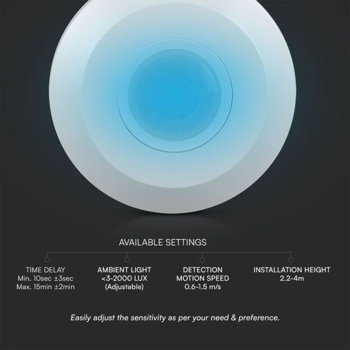 400W PIR sensor, IP20, white