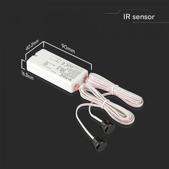 Īsas distances infrasarkanais kustību sensors , strādā uz durvju atvēršanos, ar diviem sensoriem, max 200w LED, IP20