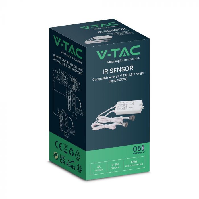 Īsas distances infrasarkanais kustību sensors , strādā uz durvju atvēršanos, ar diviem sensoriem, max 200w LED, IP20