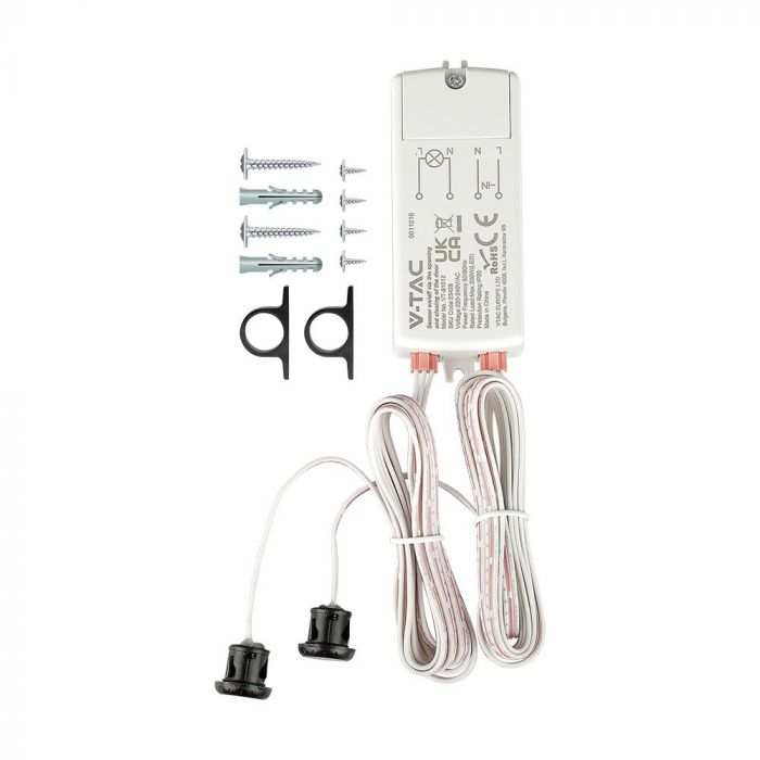 Īsas distances infrasarkanais kustību sensors , strādā uz durvju atvēršanos, ar diviem sensoriem, max 200w LED, IP20