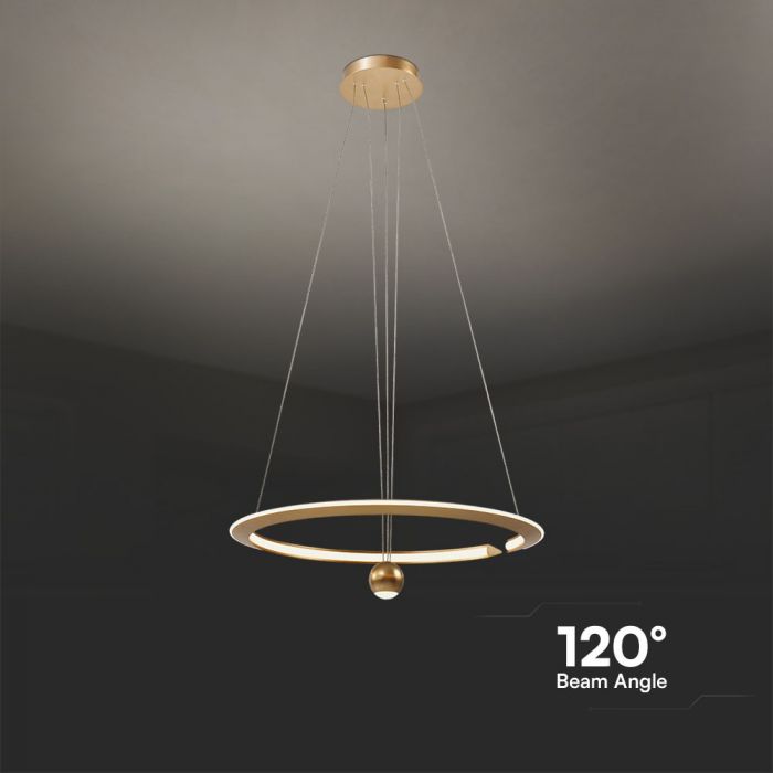 45W(5500Lm) LED dizaina lustra, V-TAC, IP20, zelta krāsā, 620x1200, neitrāli balta gaisma 4000K