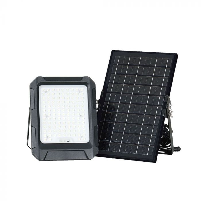 10W(1000Lm) LED floodlight with solar cell and control panel, V-TAC, IP65, black, neutral white light 4000K