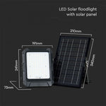 10W(1000Lm) LED floodlight with solar cell and control panel, V-TAC, IP65, black, neutral white light 4000K