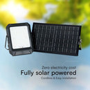 15W(1800Lm) LED floodlight with solar panel and control panel, V-TAC, IP65, black, neutral white light 4000K