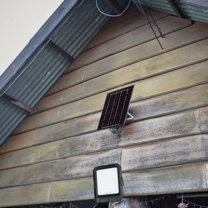 15W(1800Lm) LED floodlight with solar panel and control panel, V-TAC, IP65, black, neutral white light 4000K