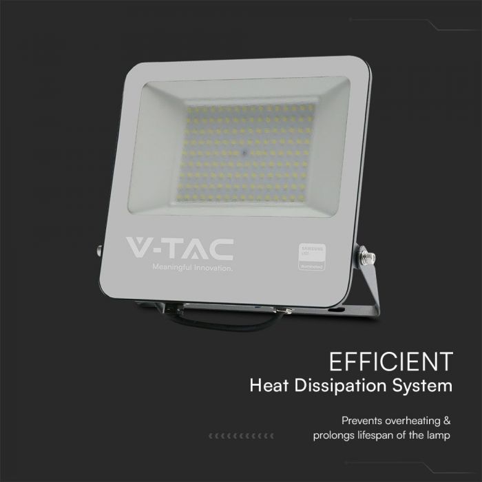100W(8700Lm) LED-strålkastare utan rörelsesensor, V-TAC SAMSUNG, IP65, grå, neutralvitt ljus 4000K