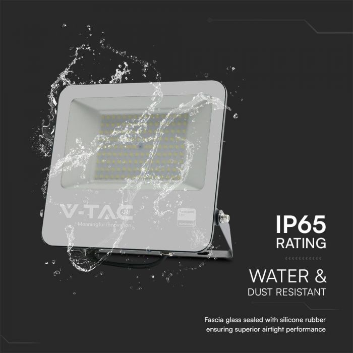 100W(8700Lm) LED-strålkastare utan rörelsesensor, V-TAC SAMSUNG, IP65, grå, neutralvitt ljus 4000K