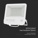 100W(8700Lm) LED-strålkastare utan rörelsesensor, V-TAC SAMSUNG, IP65, vitt, neutralvitt ljus 4000K