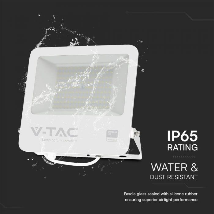 100W(8700Lm) LED-strålkastare utan rörelsesensor, V-TAC SAMSUNG, IP65, vitt, neutralvitt ljus 4000K