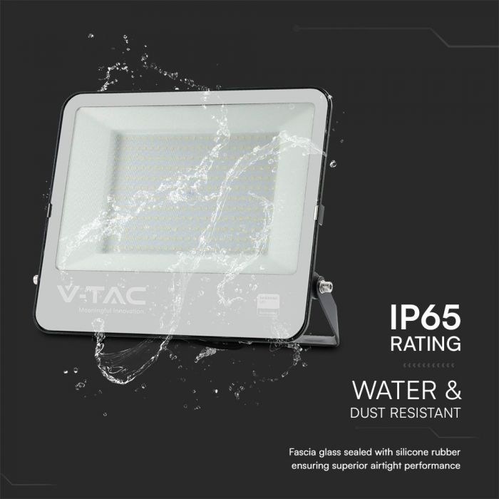 KASTE 2 gab. x 39,22€ – 200W(17540Lm) LED Prožektors bez kustību sensora, 1 m kabelis, V-TAC SAMSUNG, IP65, garantija 5 gadi, melns korpuss un pelēks stikls, auksti balta gaisma 6500K