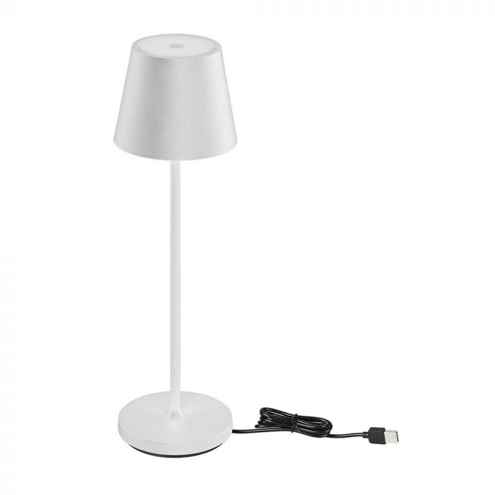 1.5W 5V LED desk lamp with touch switch, V-TAC, dimmable, IP54, 1900mAh, white, warm white light 3000K