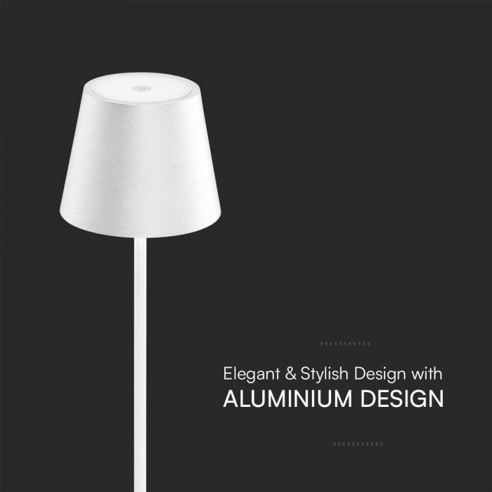 1.5W 5V LED laualamp, V-TAC, dimmerdatav, IP54, 1900mAh, valge, soe valge valgus 3000K.