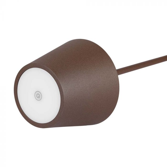 1,5W 5V LED-bordslampa med pekbrytare, V-TAC, dimbar, IP54, 1900mAh, brun, varmvitt ljus 3000K