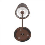 1,5W 5V LED-bordslampa med pekbrytare, V-TAC, dimbar, IP54, 1900mAh, brun, varmvitt ljus 3000K
