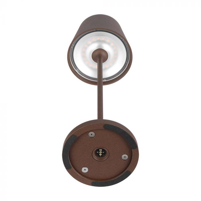 1,5W 5V LED-bordslampa med pekbrytare, V-TAC, dimbar, IP54, 1900mAh, brun, varmvitt ljus 3000K