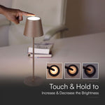 1,5W 5V LED-bordslampa med pekbrytare, V-TAC, dimbar, IP54, 1900mAh, brun, varmvitt ljus 3000K