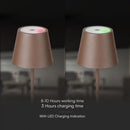 1.5W 5V LED  galda lampa ar skārienjūtīgu slēdzi, V-TAC, dimmējama, IP54, 1900mAh, brūna, silti balta gaisma 3000K