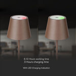 1,5W 5V LED-bordslampa med pekbrytare, V-TAC, dimbar, IP54, 1900mAh, brun, varmvitt ljus 3000K