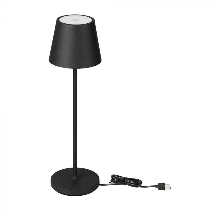 1.5W 5V LED desk lamp with touch switch, V-TAC, dimmable, IP54, 1900mAh, black, warm white light 3000K