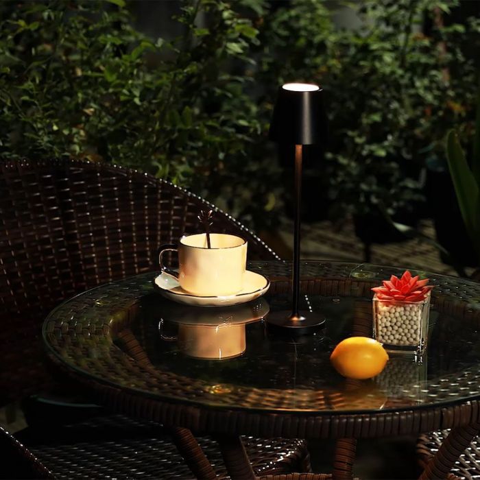 1.5W 5V LED laualamp koos puutetundliku lülitiga, V-TAC, timmitav, IP54, 1900mAh, must, soe valge valgus 3000K