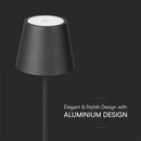 1.5W 5V LED laualamp koos puutetundliku lülitiga, V-TAC, timmitav, IP54, 1900mAh, must, soe valge valgus 3000K