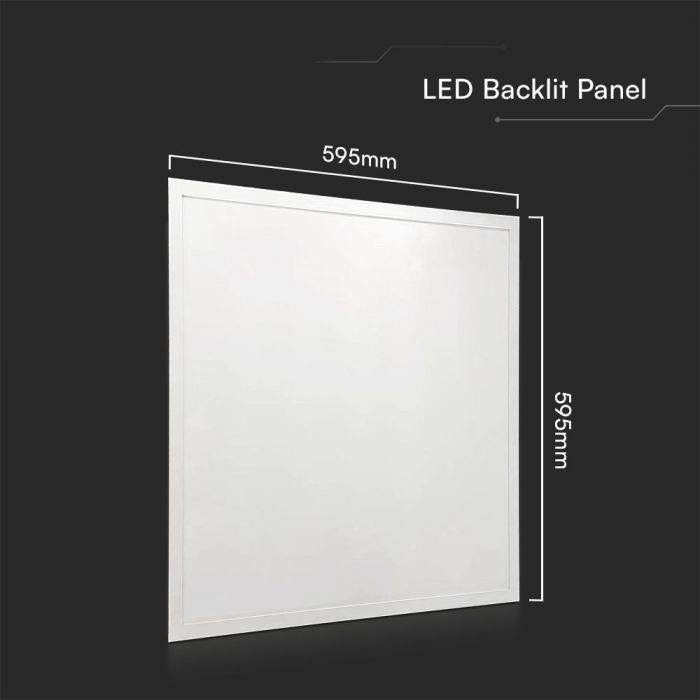 36W(4320Lm) LED panelis  595x595x34mm, V-TAC, IP65, balts, auksti balta gaisma 6500K