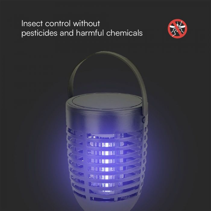 1.3W V-TAC Elektriskais insektu iznīcinātājs,  128x128x672mm, IP24, Li-ion 18650,3.7V,2200mAh Battery 4h MAX