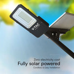 50W HYBRID LED solārais ielu gaismeklis ar tālvadības pulti, IP65, V-TAC, neitrāli balta gaisma 4000K