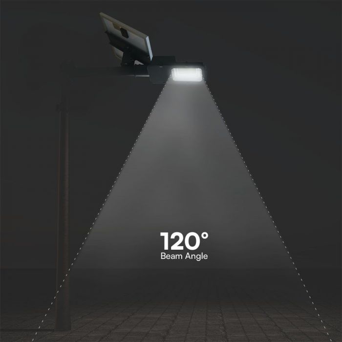 50W HYBRID LED solārais ielu gaismeklis ar tālvadības pulti, IP65, V-TAC, neitrāli balta gaisma 4000K