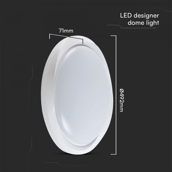 Круглый купольный светильник 30/60/30W(6000Lm) LED V-TAC с дистанционным управлением, IP20, белый, диммируемый, 3/1