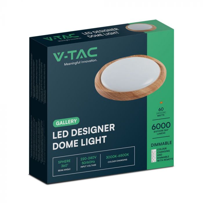 30W / 60W / 30W (6000Lmm) LED kupolveida gaismeklis ar pulti, V-TAC, I20, 3IN1