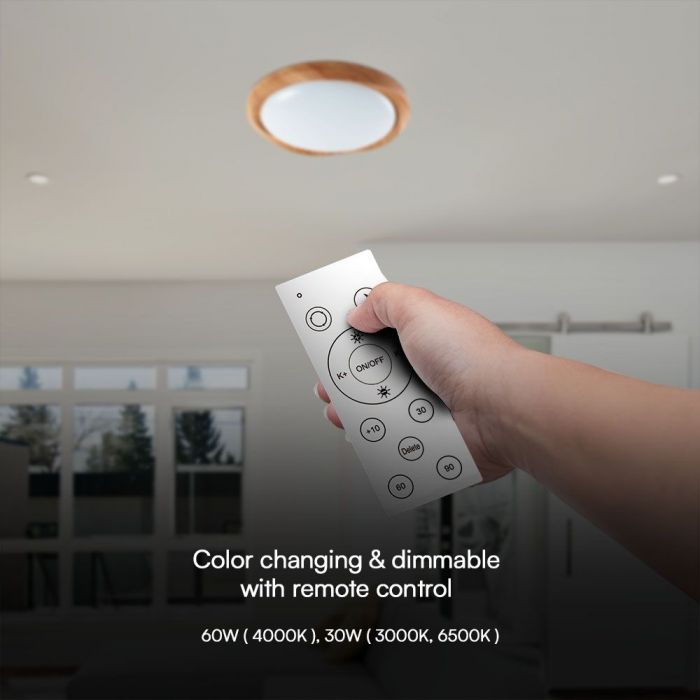 30W / 60W / 30W (6000Lmm) LED kupolveida gaismeklis ar pulti, V-TAC, I20, 3IN1
