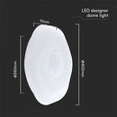 40W(4000Lm) LED V-TAC design round dome luminaire with remote control, IP20, white, dimmable, 3/1