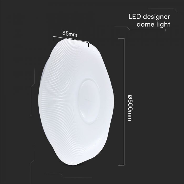 30/60/30W(6000Lm) LED V-TAC design rund kupolarmatur med fjärrkontroll, IP20, vit, dimbar, 3/1