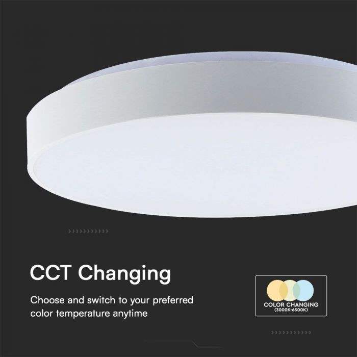 20/40/20W(4000Lm) LED V-TAC design rund kupolarmatur med fjärrkontroll, IP20, vit, dimbar, 3/1