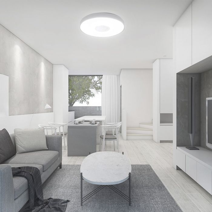 40W (4000Lm) LED V-TAC disainiga ümmargune kuppelvalgusti, puldiga, IP20, valge, timmitav, 3/1